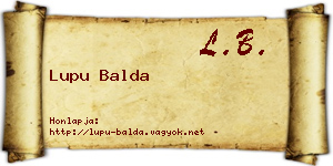 Lupu Balda névjegykártya